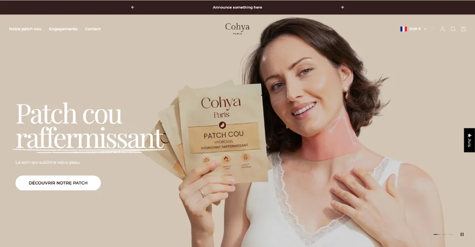 Capture du site Shopify Cohya Paris réalisé par Codezilla