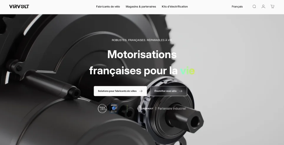 Capture du site Shopify Virvolt réalisé par Codezilla